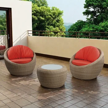 Foshan 3 Pieces Patio Outdoor Synthetic Rattan Bistro Set Wicker Balcony Coffee Table Chair Garden Furniture