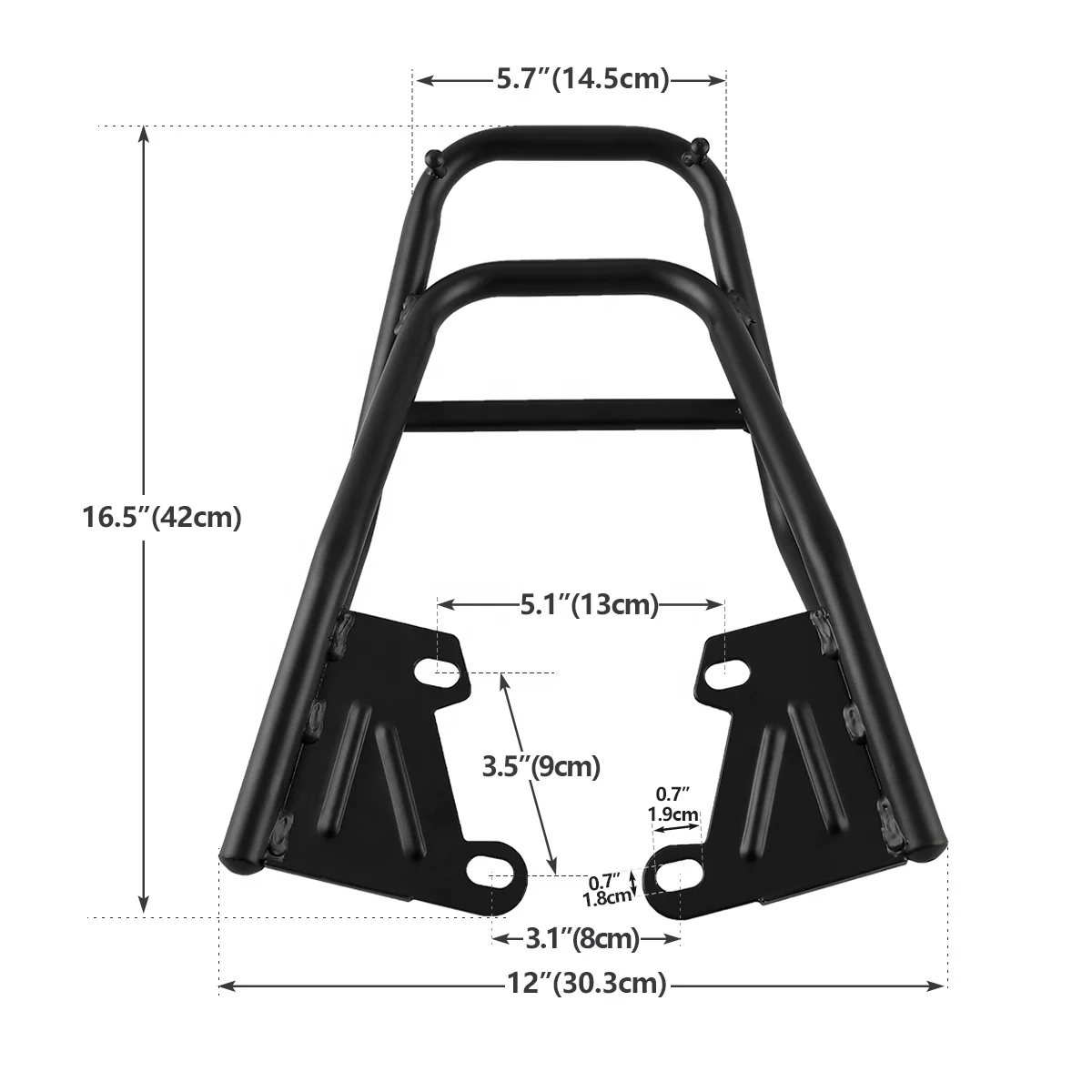 Porte-bagages Moto Porte-bagages Arrière Moto Grom MSX125 - Fer Noir - Support étagère Remplacement M3 Accessoire Honda Msx125