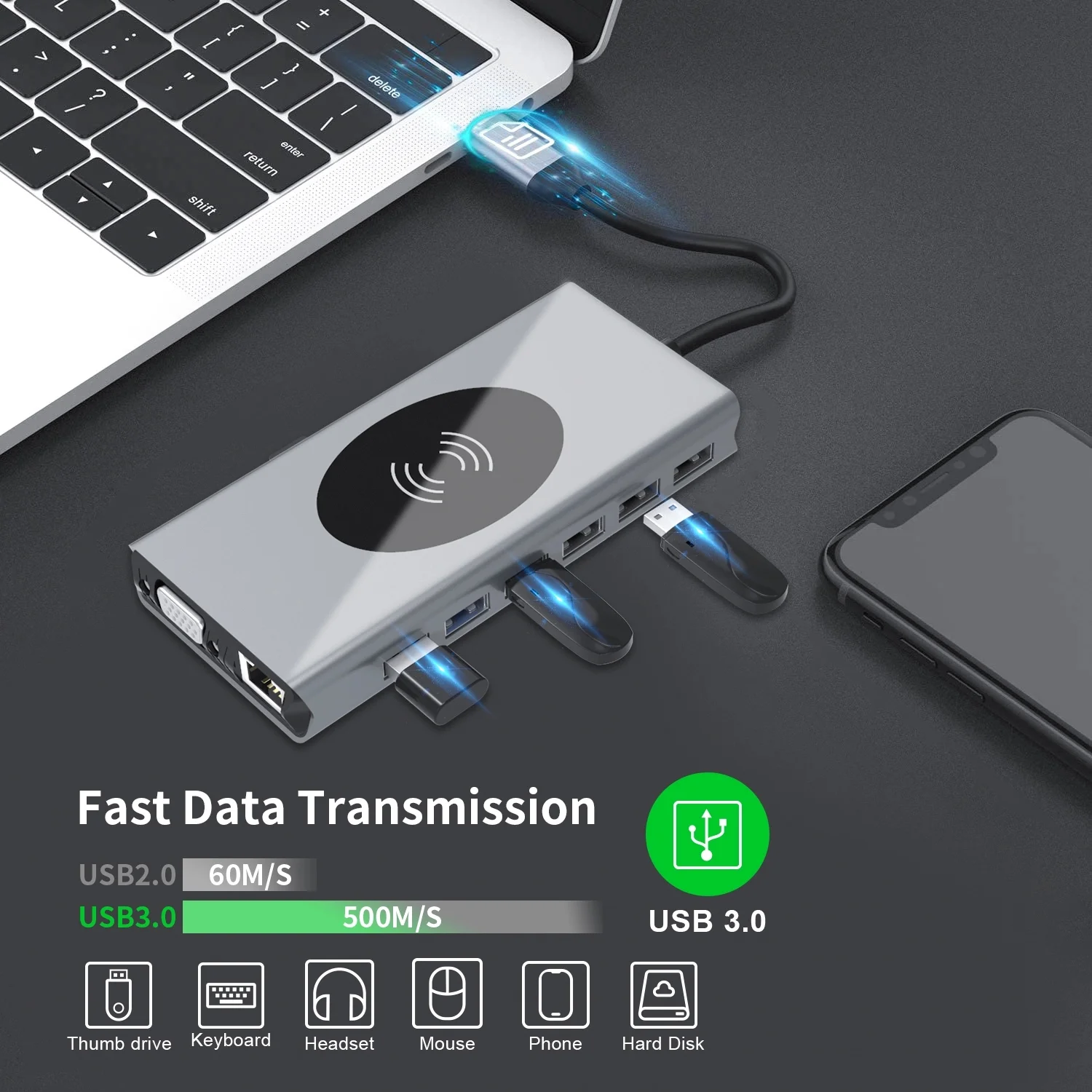 Welcome OEM Order, Factory Whole Selling Type C Hub With Wireless Charging 10 In 1 13 In 115 Port Type-c Hub With HDMI Sd Tf Rj45 Audio 3.5 For Laptop 15-in-1 Usb-c Hub - Buy 15 In 1 Usb C Hub With 15w Wireless Charger Laptop Stand Des Multiport Hub Adapter Usb 3.1 Type-c adaptateur De Hub Usb 15 In 1 Usb Type C Hub With 10 Wireless