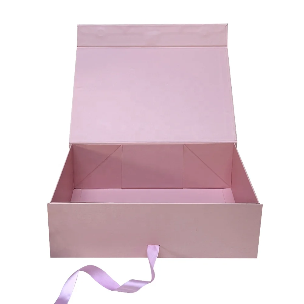 Manufacture Custom Logo Pink Underwear Folding Gift Boxes Magnetic Packaging Luxury With Ribbon factory