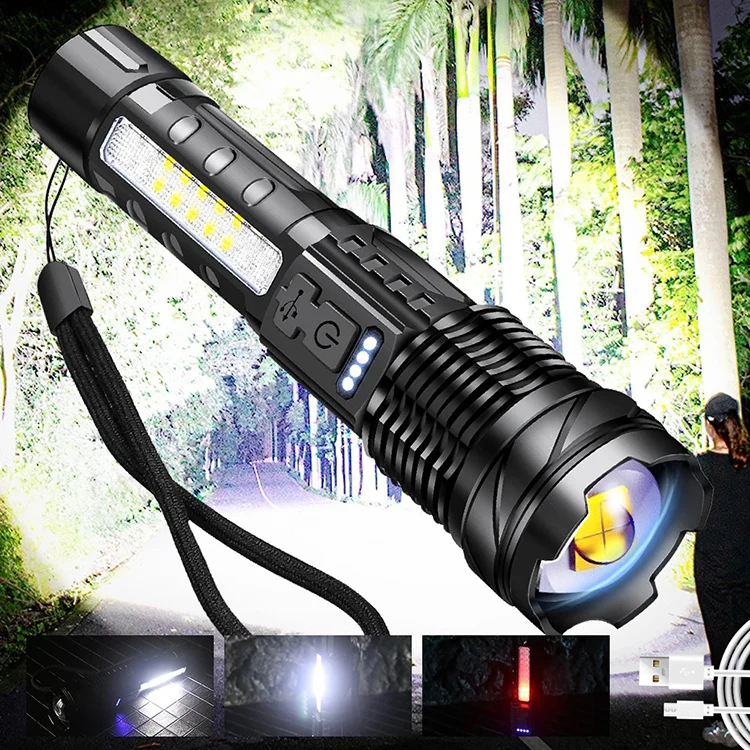 2000 lumen rechargeable tactical t6 led flashlight torch Ultra-Bright Flashlights, Lumens XML-T6 Flashlight, Zoomable Adjustable Focus, IP65 Water-Resistant, Portable, 5 Light Modes for Indoor and Outdoor,Camping,Emergency,Hiking (1 Pack) Perfect for hunting with green light High Power Zoomable 2000 Lumens