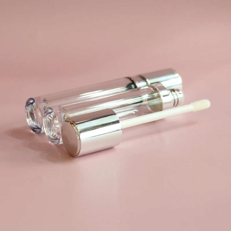 2021 new low moq empty round white wand purple lipgloss packaging gold lip gloss container tubes with brush