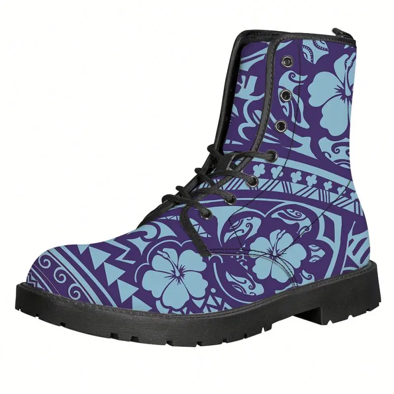 Botas Con Cordones Para Mujer,Zapatos Con Diseño Personalizado Y Logo,Color  Morado,Con Hibisco Azul - Buy Zapatos De Botas De Mujer,Las Mujeres Botas De  Moda,Botas Zapatos De Las Señoras De Las Mujeres Product