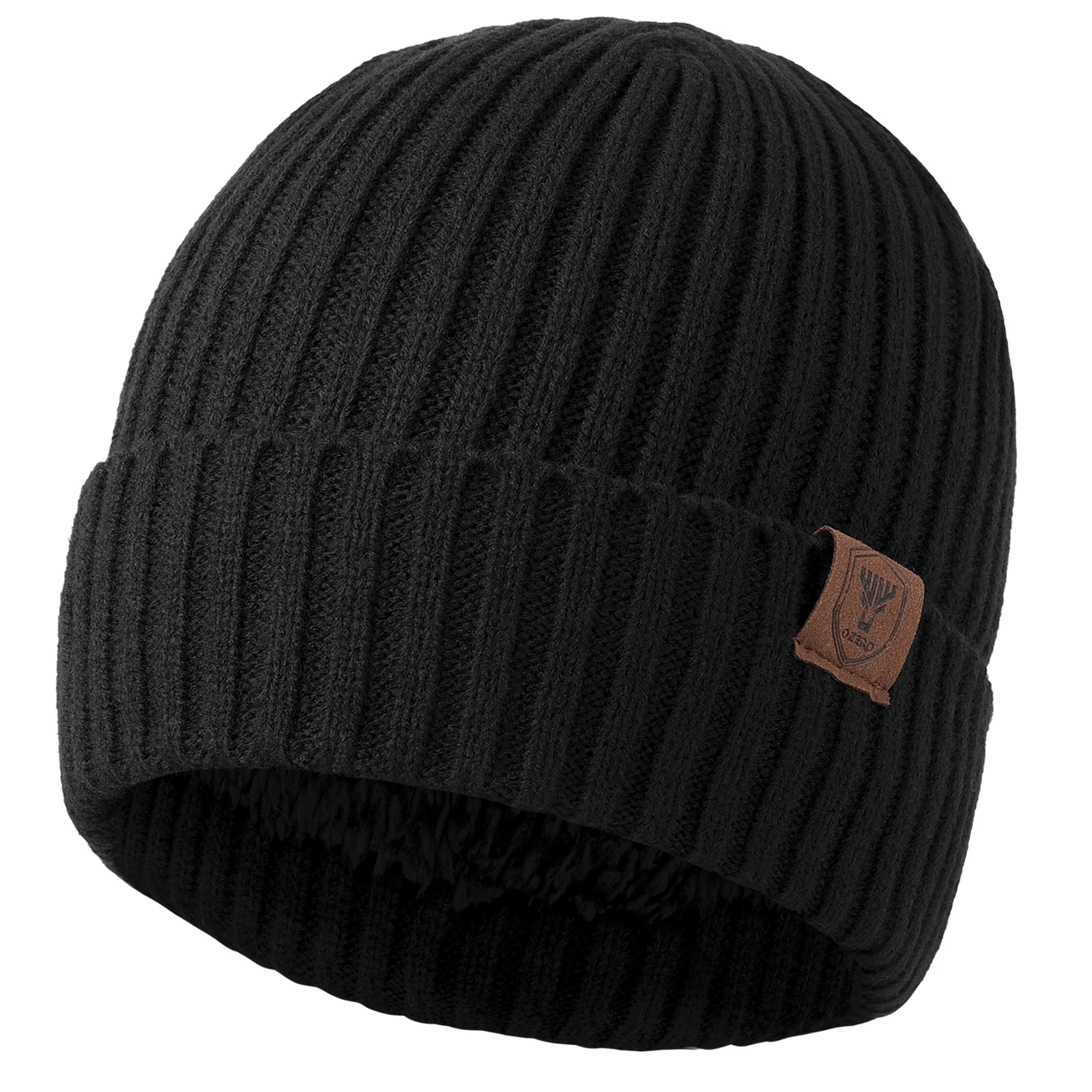OZERO Knit Beanie Winter Hat, Thermal Thick Polar Fleece