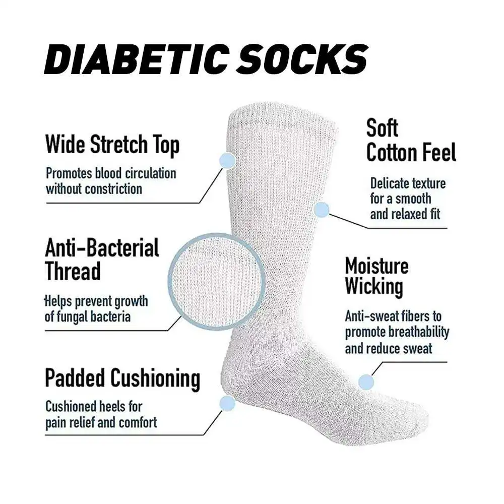 Custom Printed Soft Diabetic Socks Unisex Bamboo Non-binding Diabetic Compression Socks