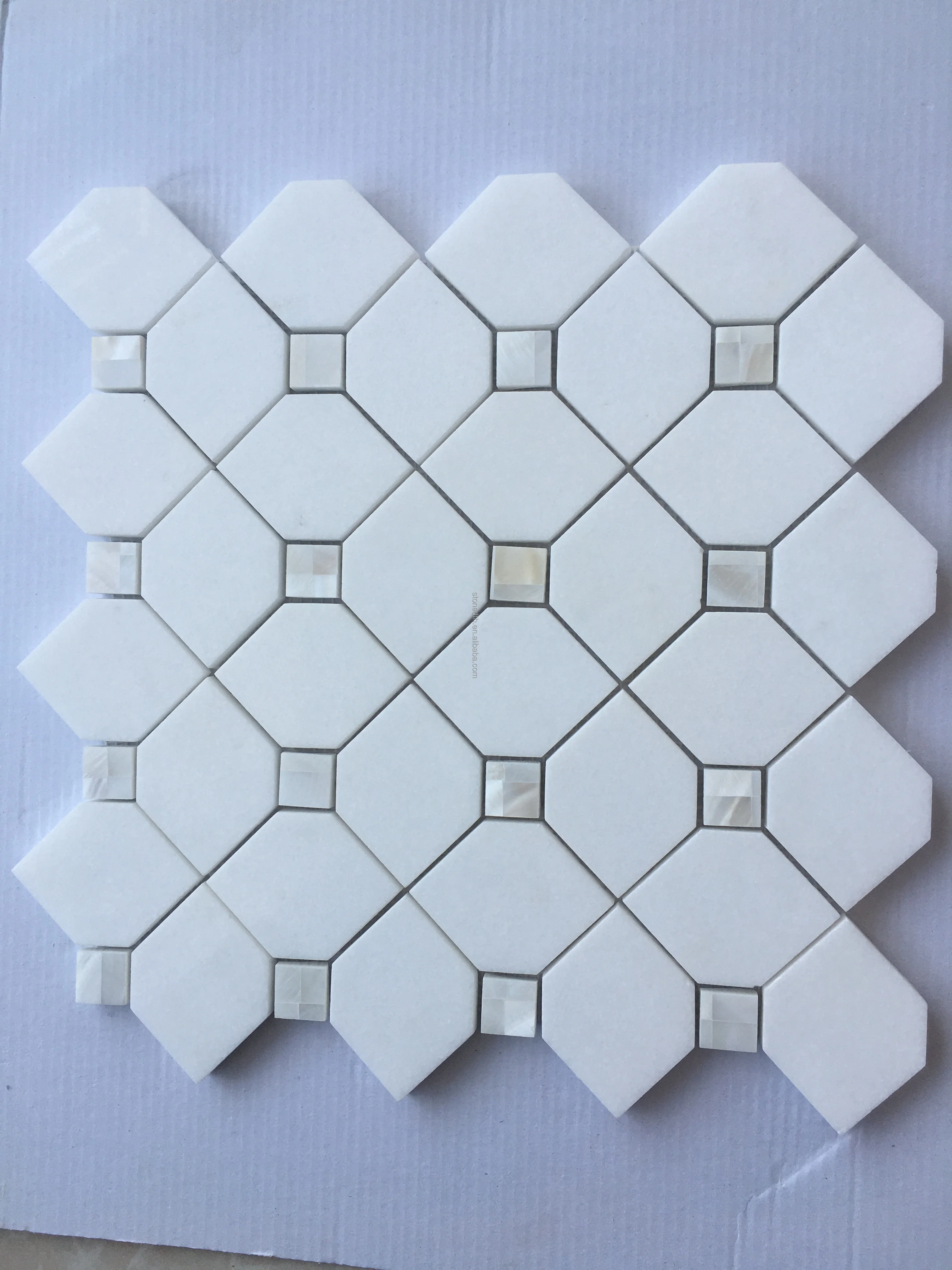 Dth Stone Thassos Pure White Marble Mix Shell Square Mosaic Tiles - Buy ...