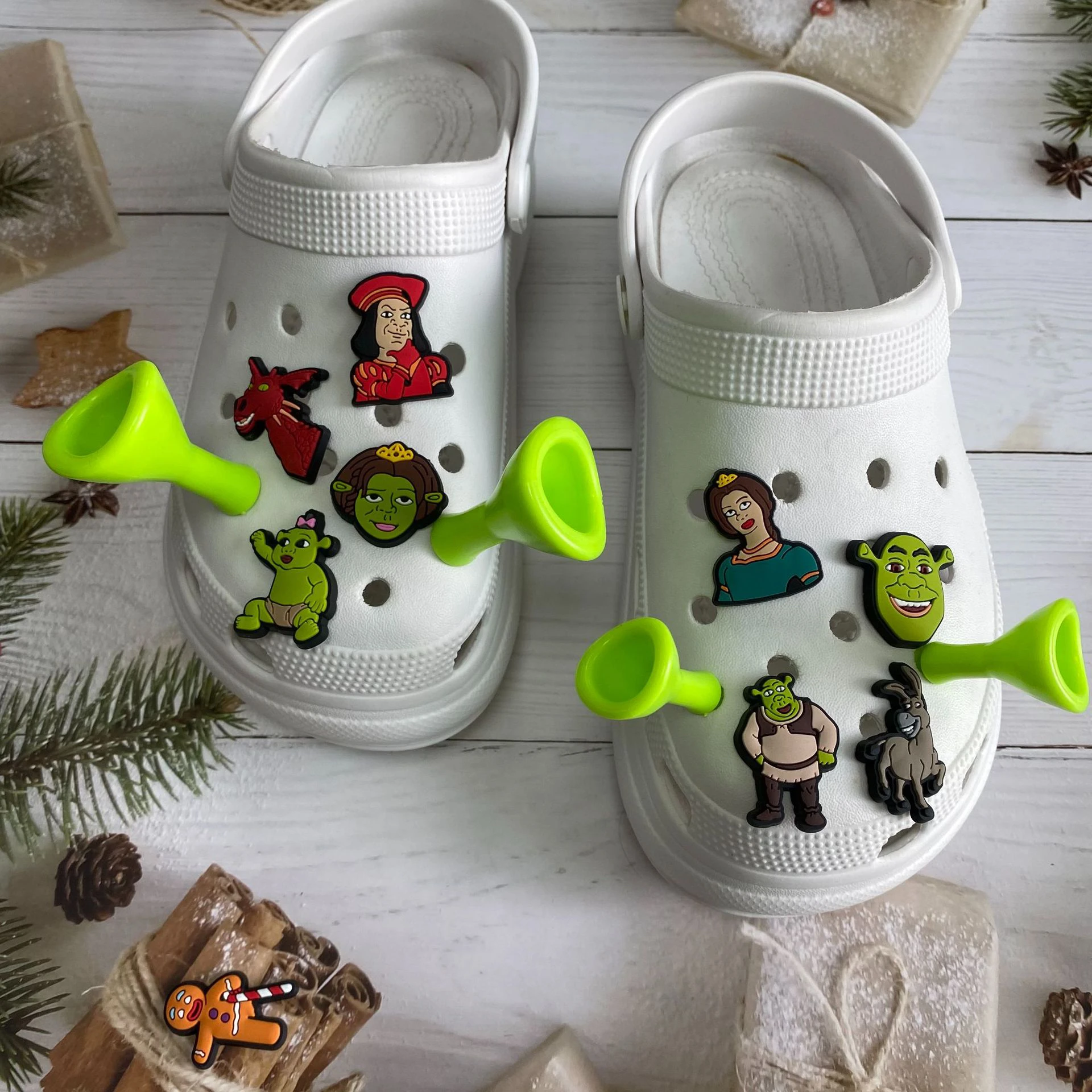 Cartoon Shrek Orelhas Encantos da Sapata Set Crocs Acessórios