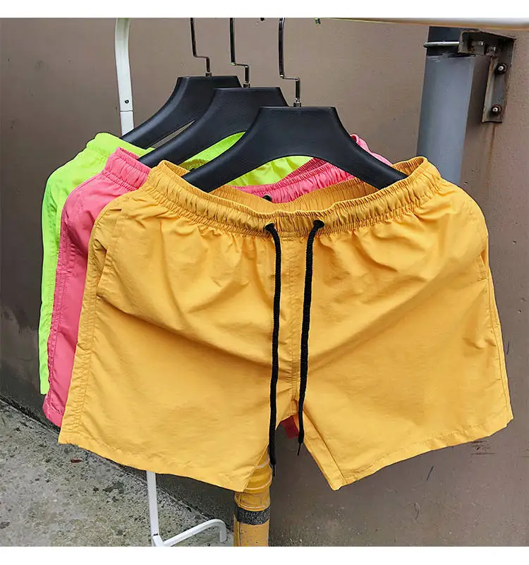 3D custom men printed pants summer pure color beach wear wholesale loose men's swimming shorts with pocket45_voghion.com