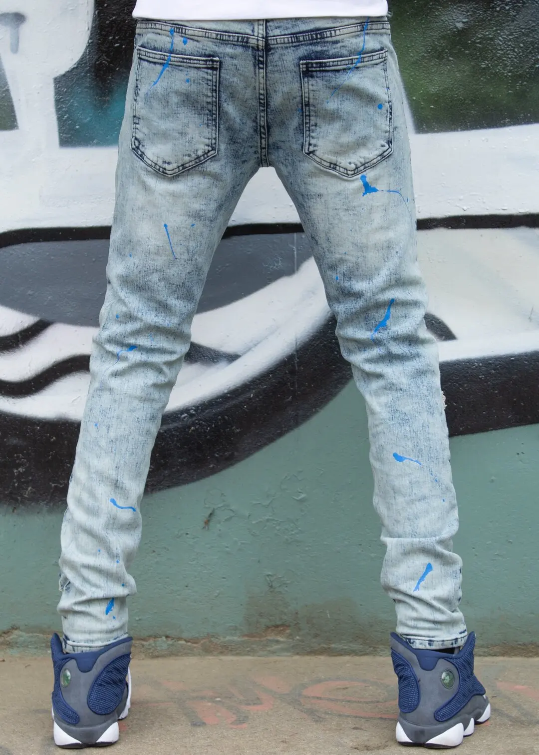 mens rhinestone jeans stretch denim cloth