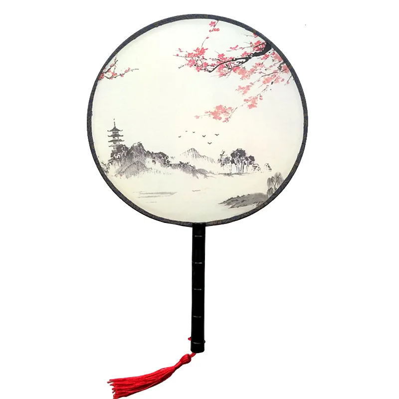 Пользовательский логотип персонализированная бамбуковая бумага и ткань складные ручные вентиляторы азиатская рукоделие портативный складной Ручной Веер из