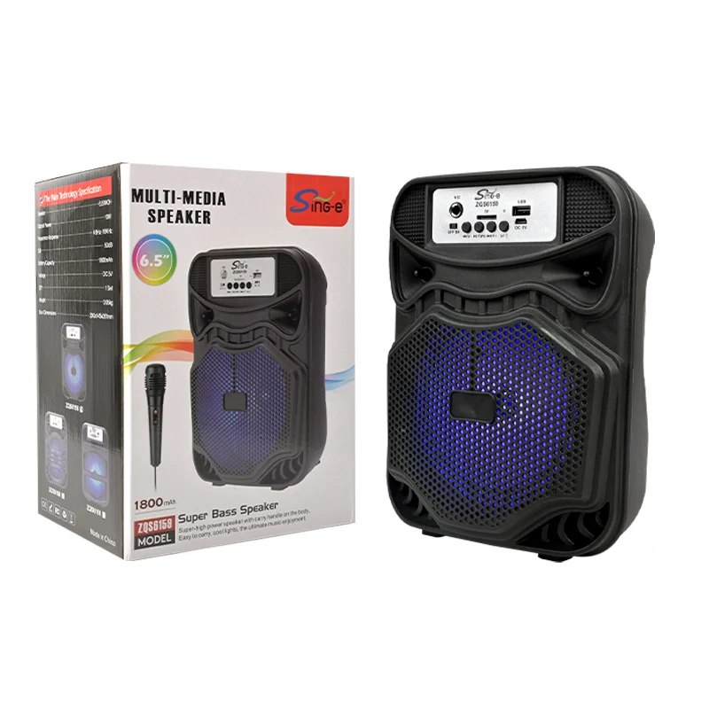 Sing-e ZQS6159 Portable Bluetooth Speaker with RGB LED, 30W Power