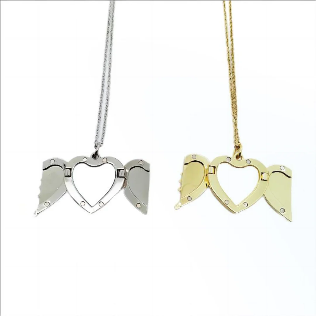 Sublimation High Quality Angel Wings Necklace Metal Gold