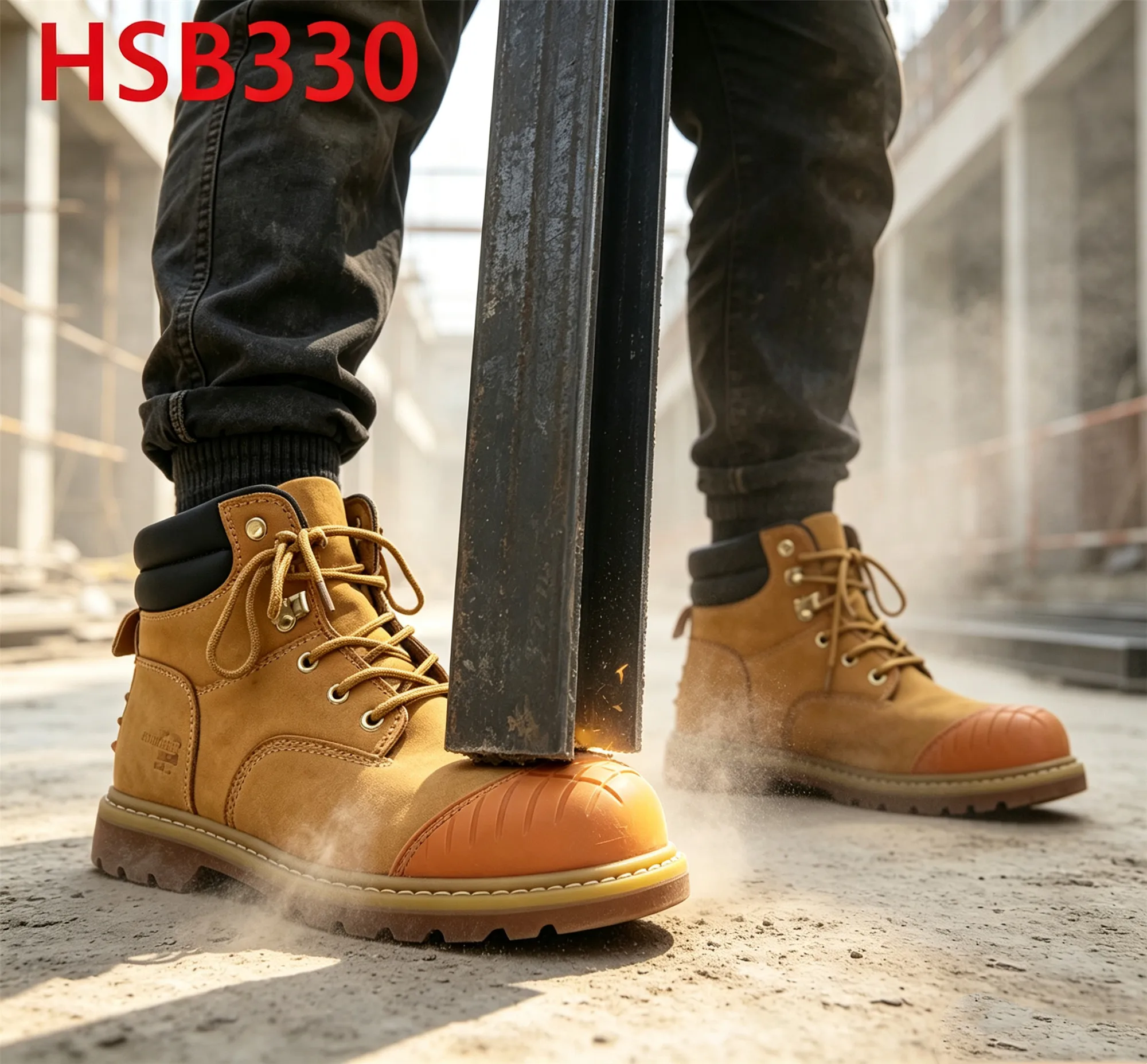 XYM,Assembly Line Reinforced Rubber Toe Hua Singh Safety Boots Site Patrol Anti-moisture Goodyear Rubber Sole Work Shoes HSB330