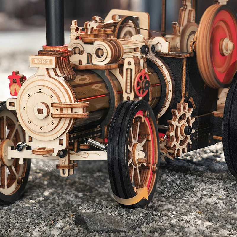 Robotime Rokr DIY Assemble Educational Kids Toys LKA01 Steam Engine Model Kits 3D Wooden Car Puzzles