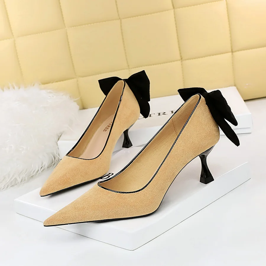 Shop Custom High Heel Shoes with Black Bowknot Party Pumps