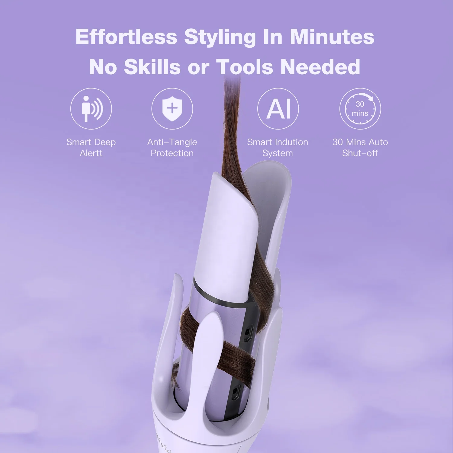 Lena Patented Design Ionic Rotating Curling Wand Electric Ceramic Curl Iron Automatic Hair Curler Waver