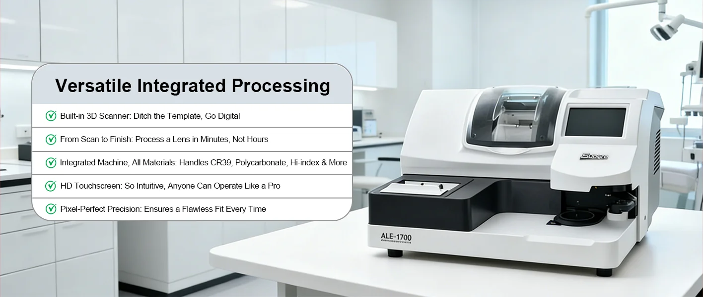 Optical Patternless Auto Lens Edger Machine ALE-1700 Built-in 3D Scanner and Frame Tracer for Optical Shops