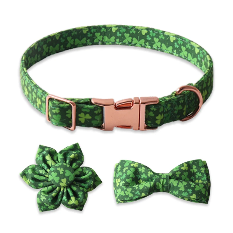 Amigo Factory Wholesaler New Dog Collar Irish Festival Threeleaf