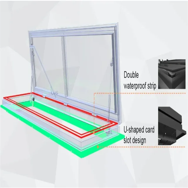 Intelligent Electric Screw-type Skylight, Aluminum Alloy Double-glazed Glass, Gas-supported Attic/sunroom Roof Skylight