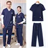Maglia a maniche corte blu navy anti-rughe di alta gamma.