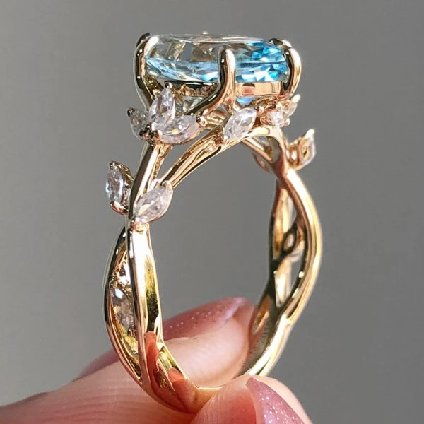 K18YG］「AGUA×MARIHESUS」Ring Vinregem 18K Wit Goud 10*14Mm