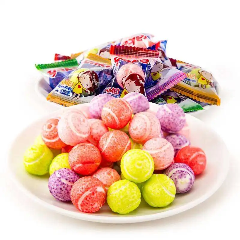 Sweet Tennis Ball Bubble Gum - Multi-Colored Chewing Gum