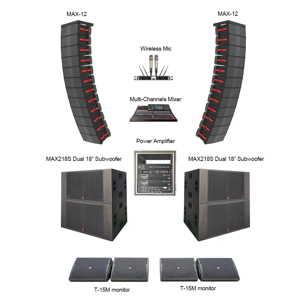 The Smallest Line Array System Single 12 Inch 3 Way Audio Sound Array Speakers for Church