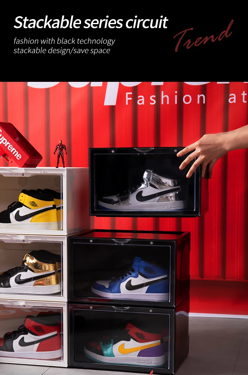 Side Open Plastic Acrylic Led Light Shoes Display Box Voice Control Led