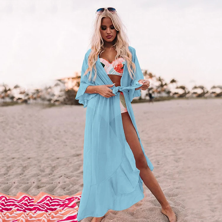 Chiffon Tops And Blouses Solid Color 