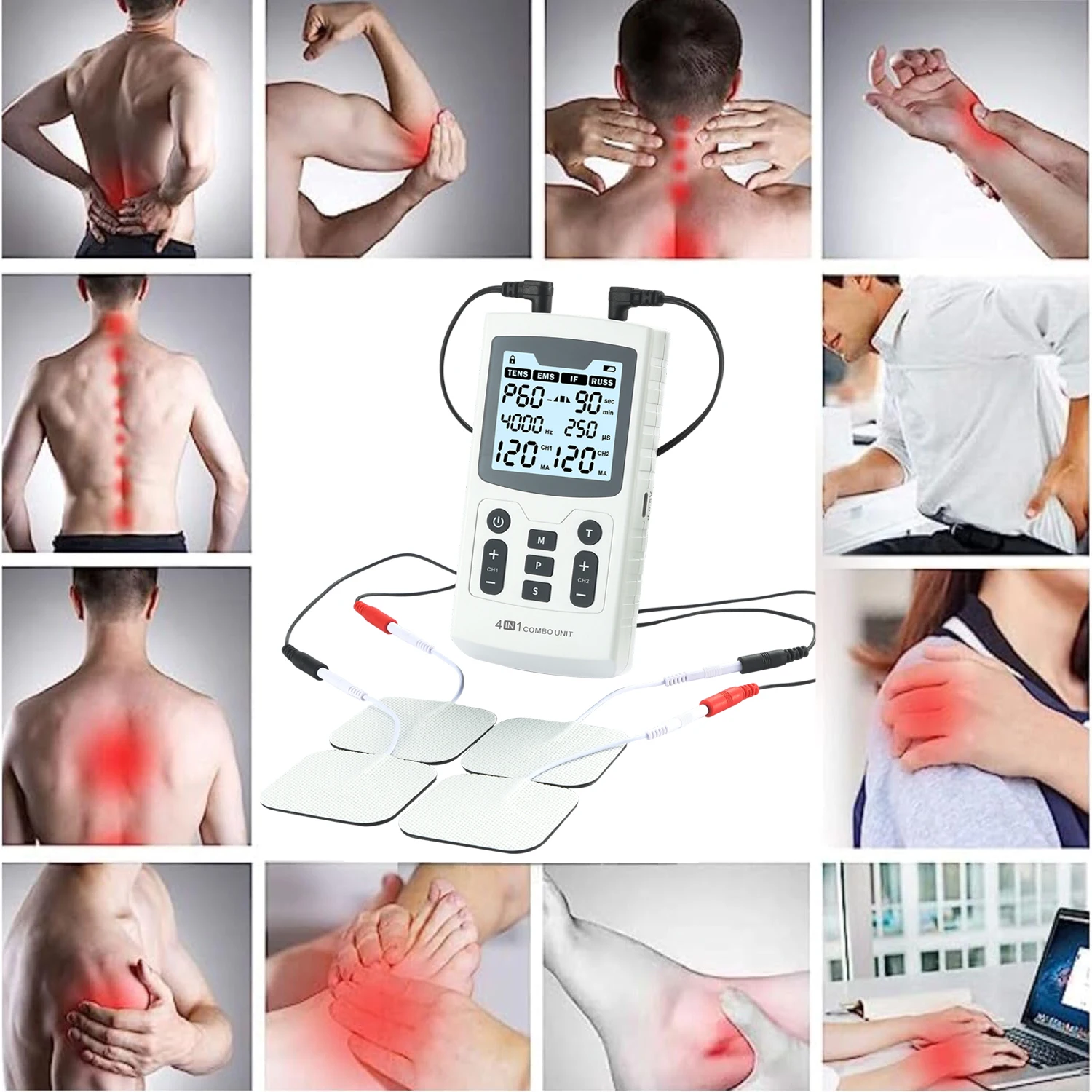 4 in 1 Combo Interferential Current Tens Ems Russian for Rehabilitation Center Hospitals Clinic Physiotherapist