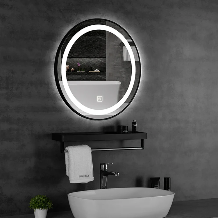 Modern  round led mirror wall mounted touch switch screen smart mirror for bathroom with mirror led light supplier