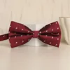 Wine red white cashew bow tie