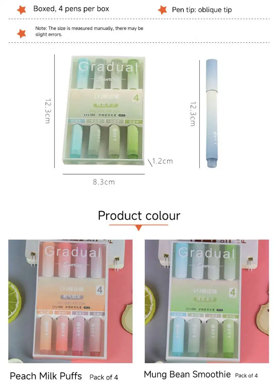 Набор высокопроизводительного градиентного хайлайтера для школьного использования скошенная кисть защиты глаз высокоценный маркер учеников прочная бумага