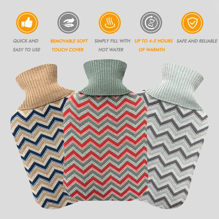 product-750-750 factory 500ml /1000ml / 2000ml small large rubber hand warmer hot water bottle warming bag knitted covers