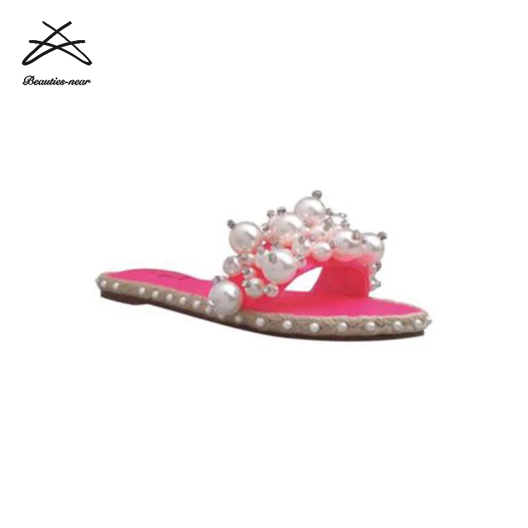 Лидер продаж 2021, женская летняя обувь на плоской подошве из ПВХ, женские шлепанцы с жемчугом, женские сандалии, Тапочки