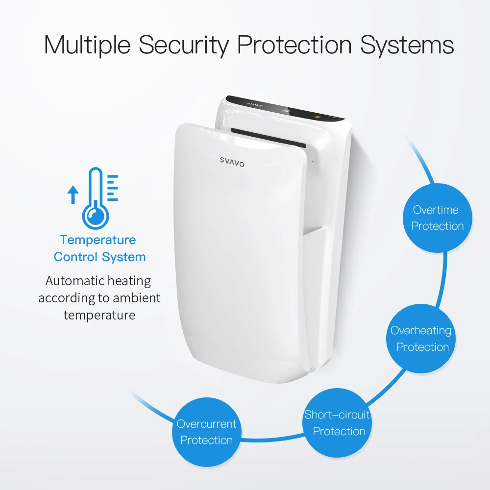 Plastic ABS Infrared Sensor Electric Hand Dryer with Tray Automatic Hand Air Blower for Bathroom Speed Hand Dryer