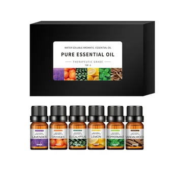 OEM ODM private label pure natural organic 6pcs lavender peppermint lemon eucalyptus essential oil gift box set