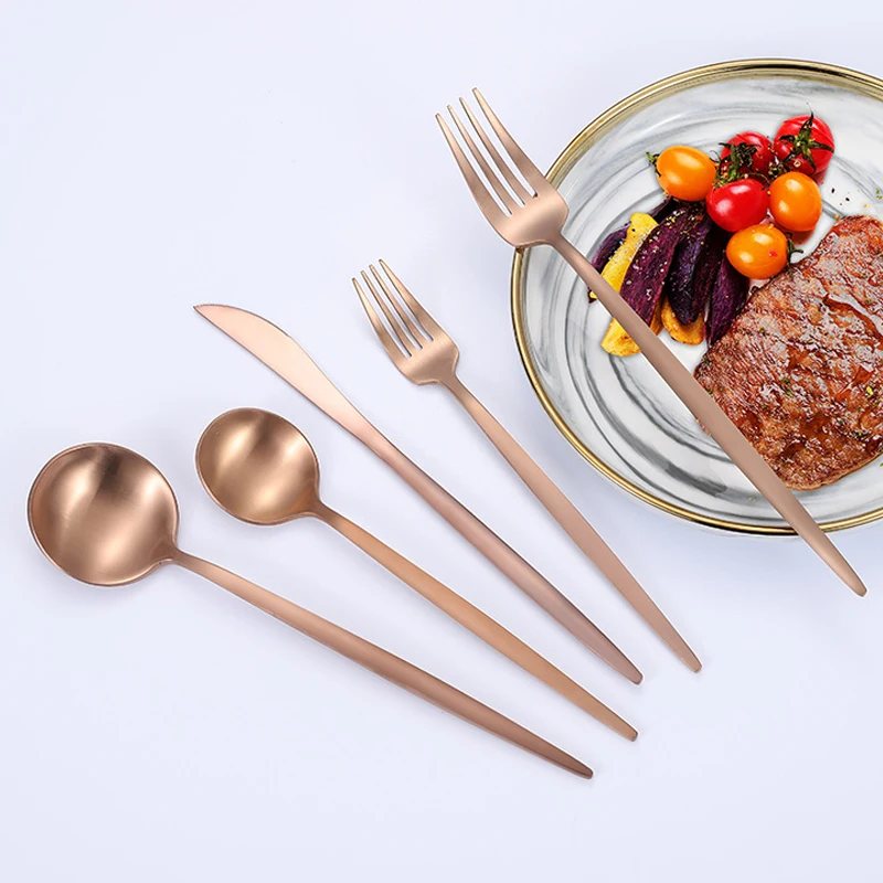 Portuguese Luxury Flatware Sets Silver And Gold Matte Polishing