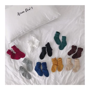 YOEHYAUL NO MOQ Boy Girl Unisex Infant Kids Socks Wholesale Solid Color Cotton Scrunch Style Baby Slouch Socks