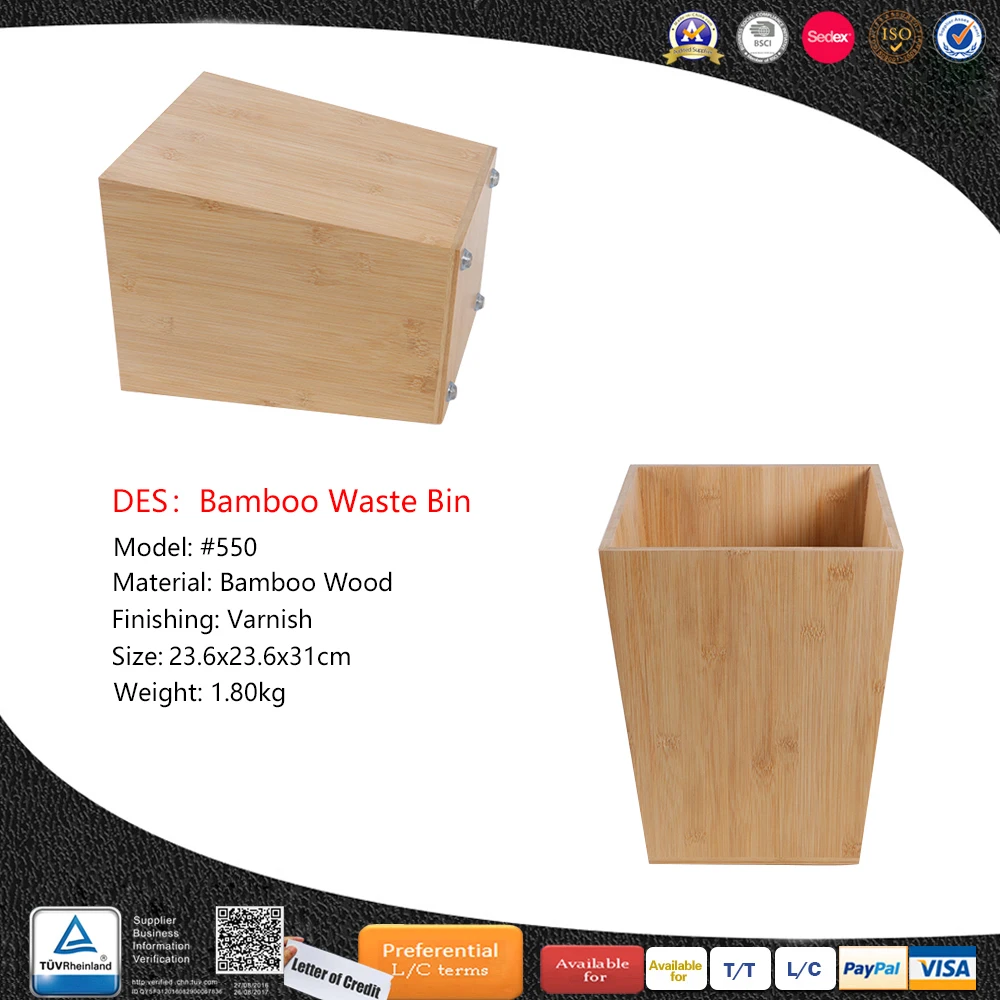 Square Bamboo Rubbish Bin Waste Bin Buy Rectangular Garbage Container