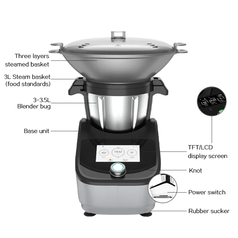 Cheap Factory Price Kitchen Robot Mini Stand Thermomixer LCD Touch Screen Food Thermomixer