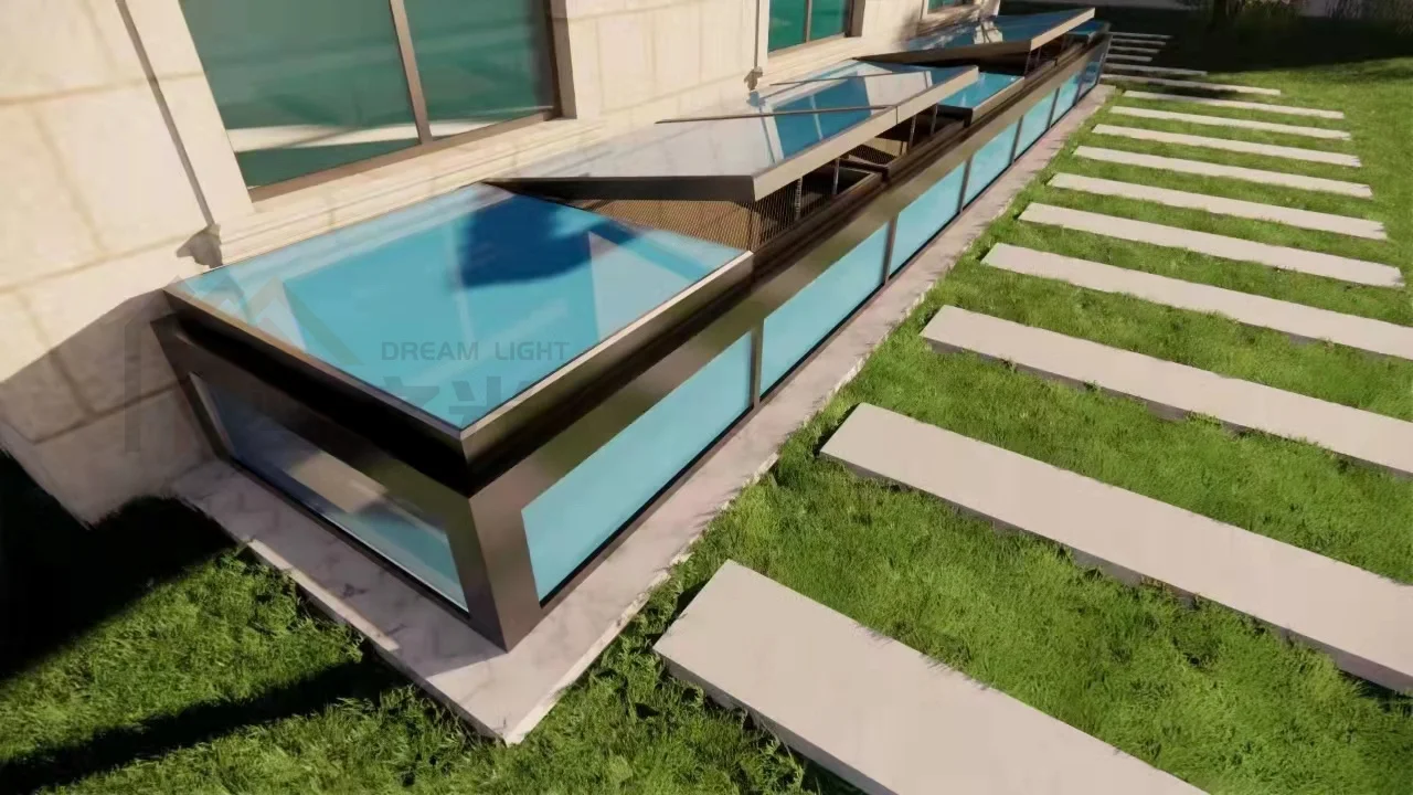 Electric Opening Roof Window with Top Hung Open Skylight Fixed  Glass Balcony Sunroof