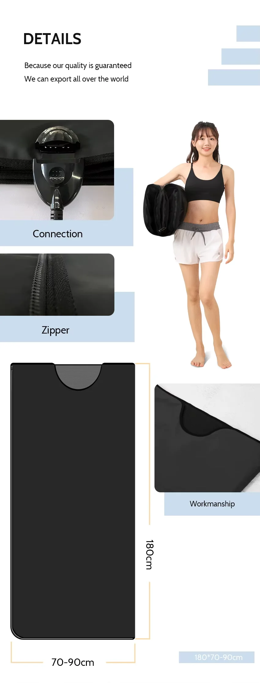 Portable Far Infrared Sauna Blanket with 1 Heating Zone 600W Power and 1 Year Guarantee for Home and Commercial Use