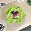 Fruit green rainbow little girl short sleeves