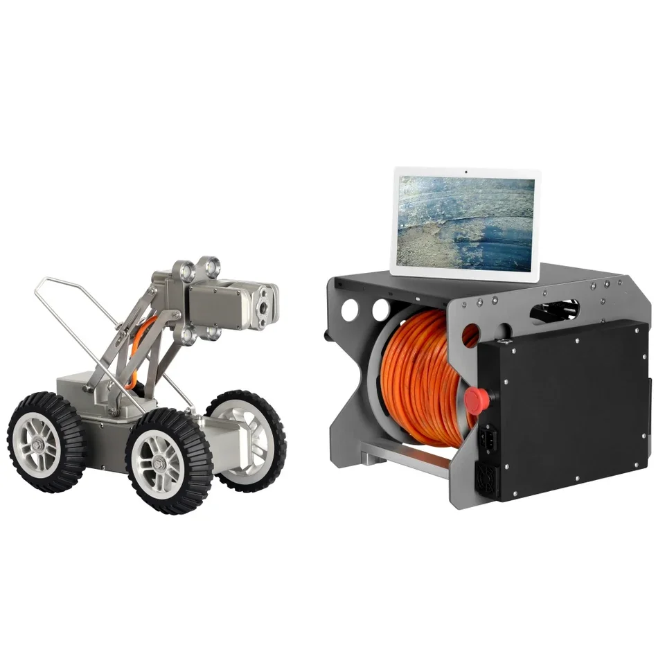 Cablu impermeabil de 60 m Sistem robotizat mare pentru inspectarea conductelor de canalizare cu Cameră CCD Curbă PTZ H.264 Unghi larg pentru Interior și Exterior