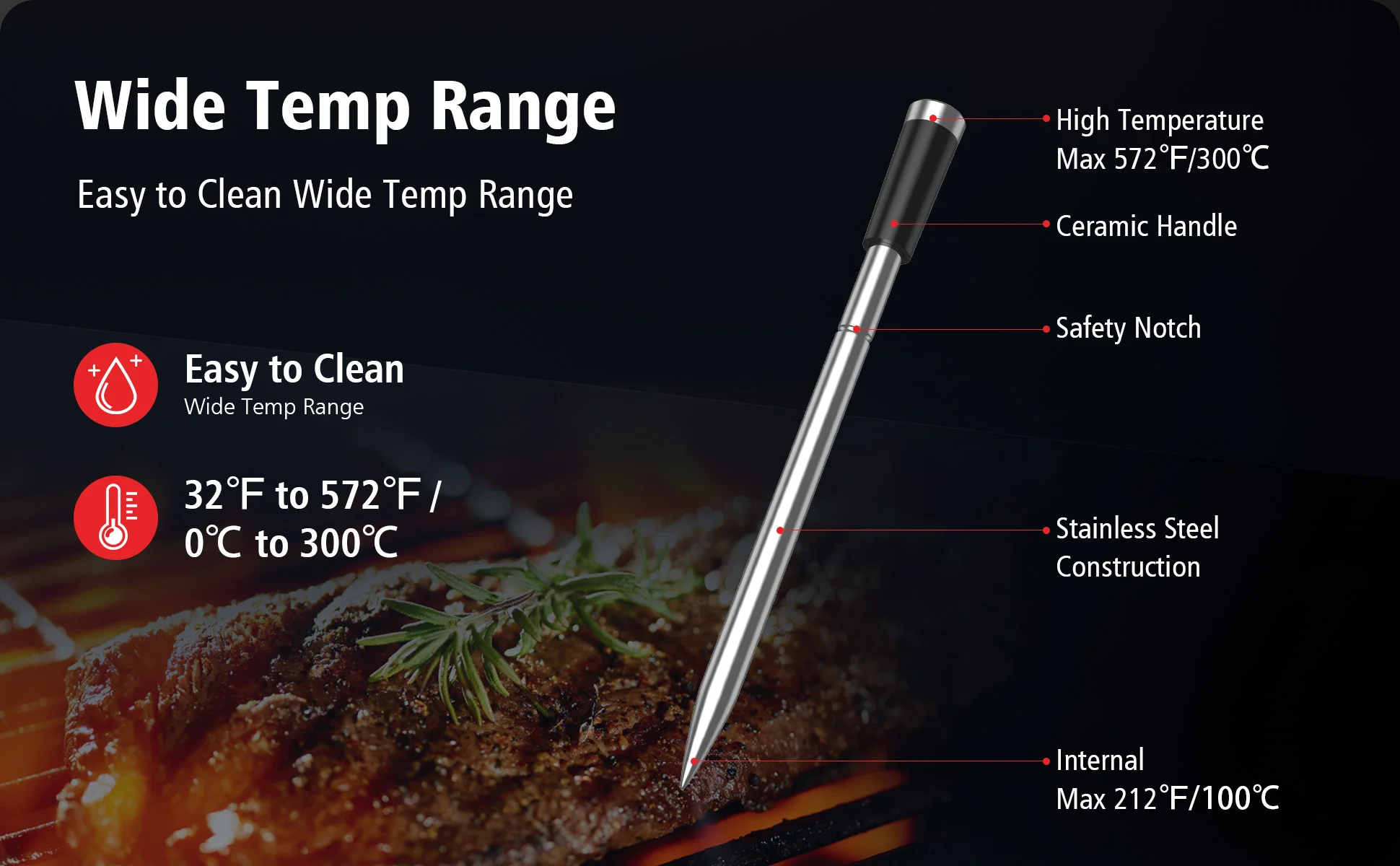 Bfour 300ft Smart Bluetooth Digital Cooking Wireless Meat Thermometer