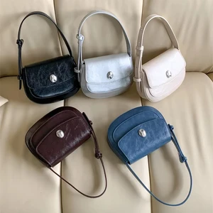 New Flip Design Shoulder Bag  Ladies PU Simple Handbags Adjustable Shoulder Straps Handbag for Women