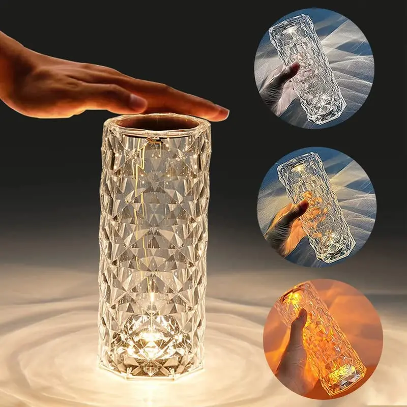 Crystal Diamond Table Lamp USB Charging Touch Lamp Bedside Night Light With Remote Control for Room Decoration