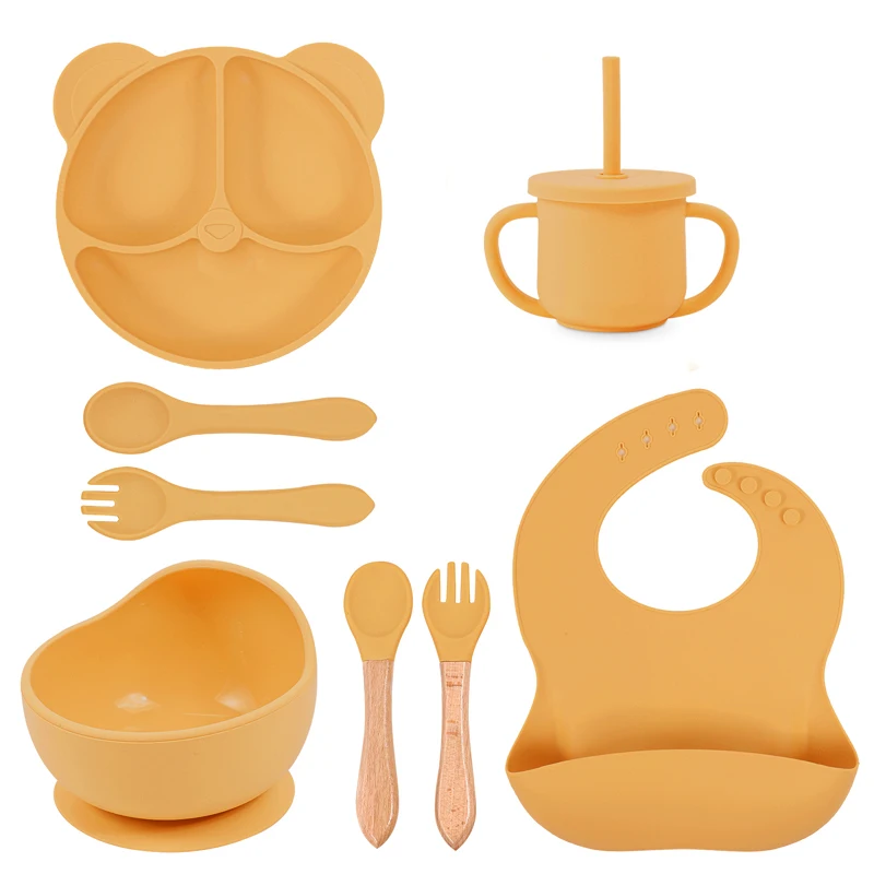 Assiette Bébé à Ventouse Silicone - Avec Couverts Ergonomiques Pour Enfant 6mois+