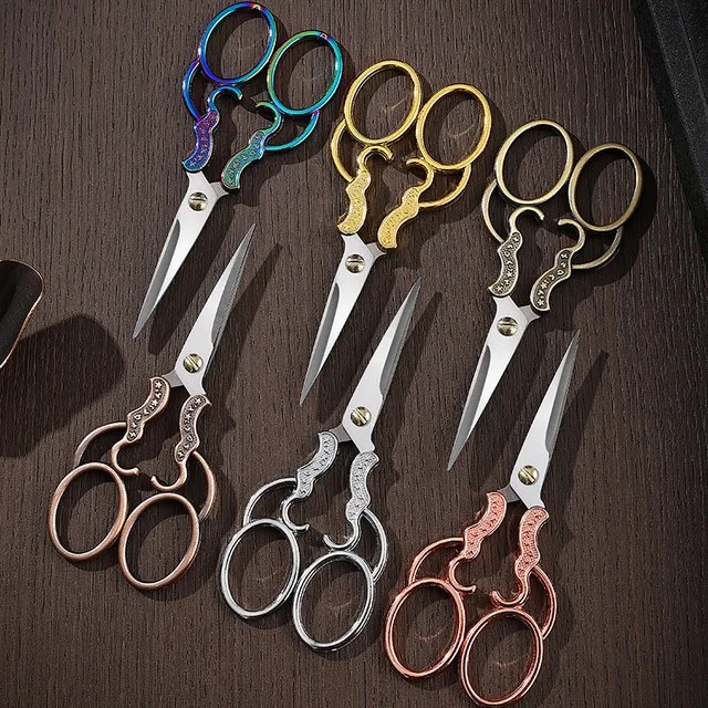 Vintage Mini Stainless Steel Scissors Portable Student Tea Embroidery Cross-Stitch Thorn Scissors Small Exquisite Serrated Sharp